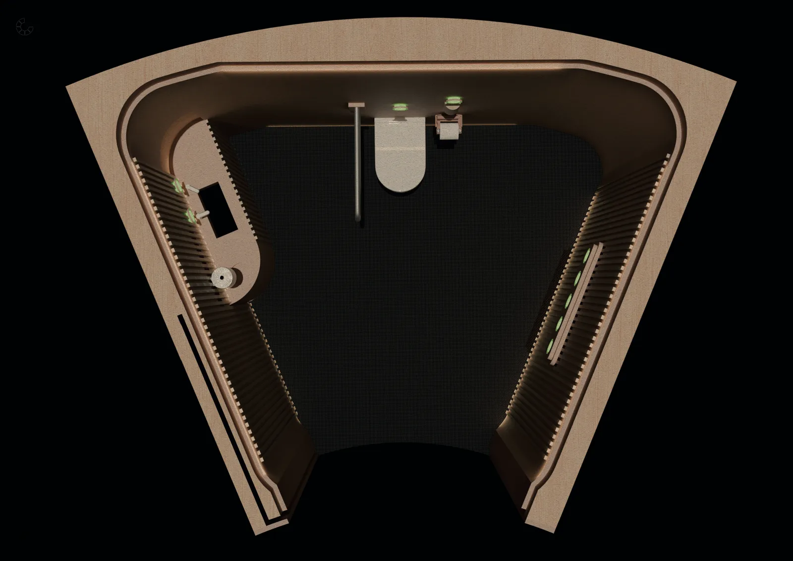 Rendu 3D de la cabine HALO — vue intérieure