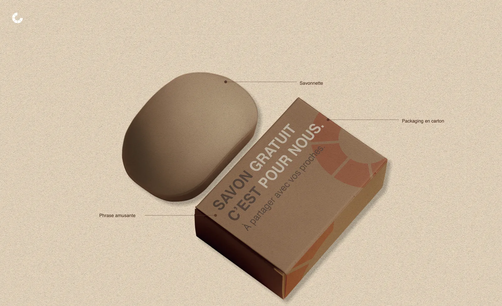 Savon HALO offert — packaging carton